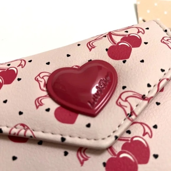 NWT BETSEY JOHNSON 2pc Wallet Bundle – Butterflies + Cherries Hearts Bows Pink - Picture 10 of 12